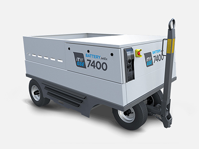 7400 JetEx 28 VDC eGPU Ground Power Unit. Ground Support Equipment from ITW GSE. GSE- Ground Support Equipment products by Patlon in Canada.